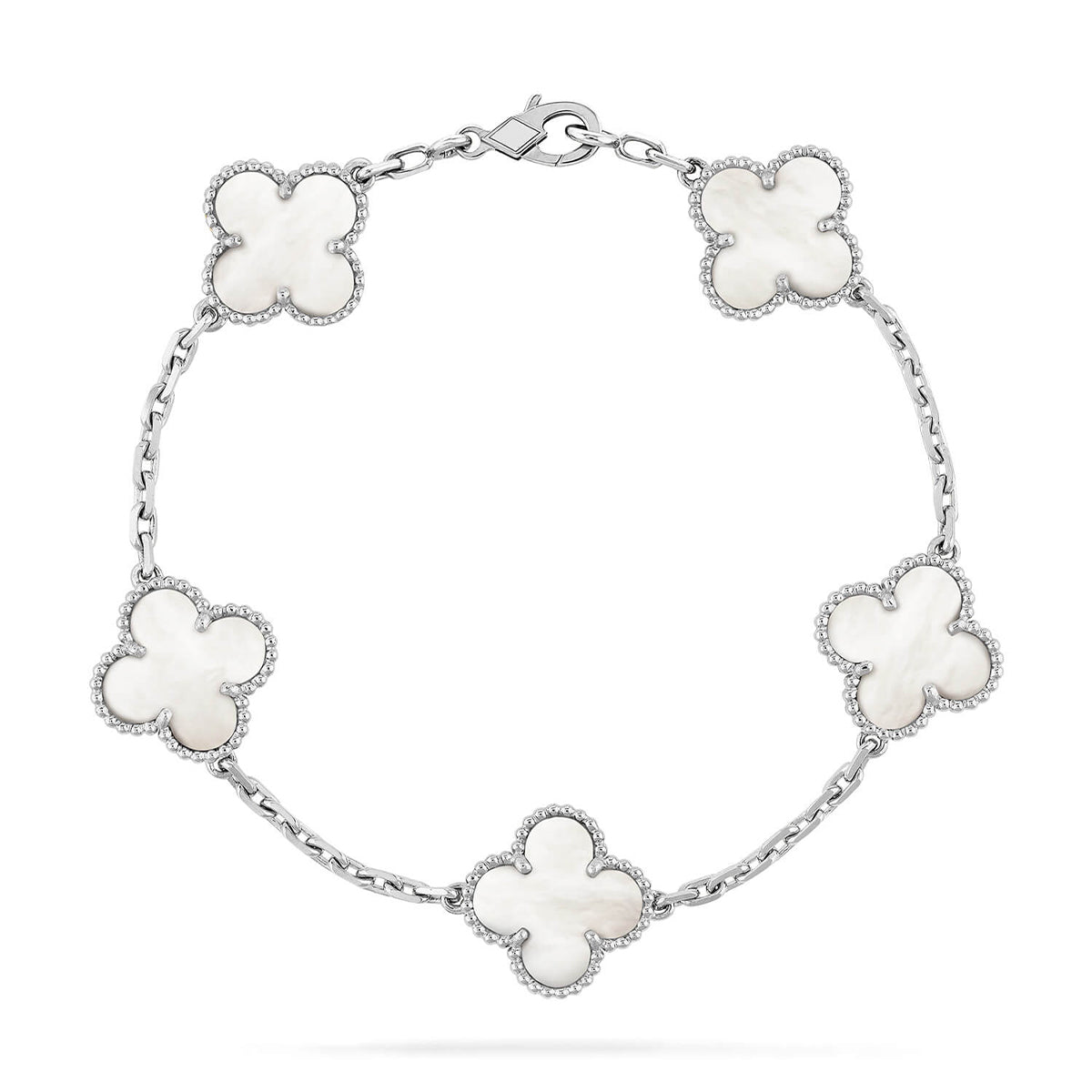 [Mystic-new]CLOVER WHITE PEARL MOP 5 MOTIF BRACELET COLLECTION