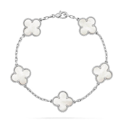 [Mystic-new]CLOVER WHITE PEARL MOP 5 MOTIF BRACELET COLLECTION