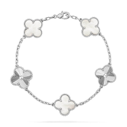 [Mystic-new]CLOVER WHITE PEARL MOP 5 MOTIF BRACELET COLLECTION
