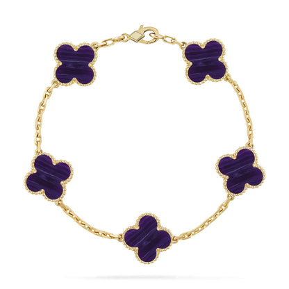 [Mystic-new]CLOVER 5 MOTIF PURPLE STRIPES BRACELET COLLECTION