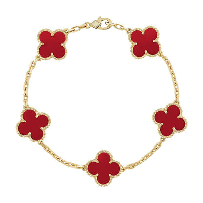 [Mystic-new] CLOVER 5 MOTIF RED CORNELIAN BRACELET COLLECTION