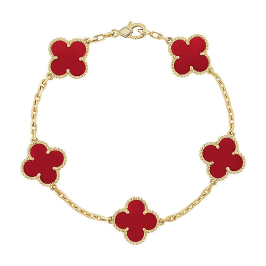 [Mystic-new] CLOVER 5 MOTIF RED CORNELIAN BRACELET COLLECTION