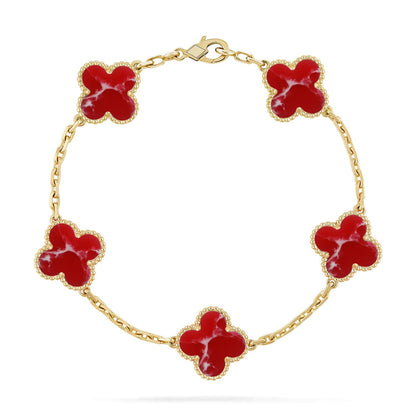 [Mystic-new]CLOVER 5 MOTIF RED PATTERN BRACELET COLLECTION