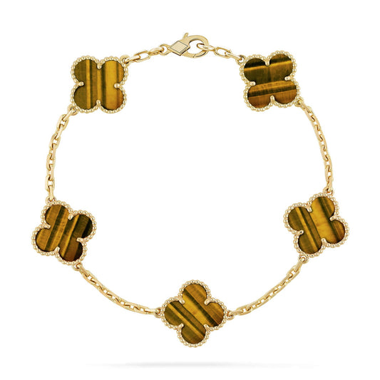 [Mystic-new] CLOVER 5 MOTIFS TIGER EYE BRACELET COLLECTION