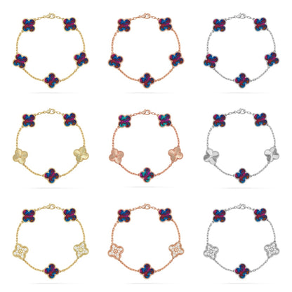 [Mystic]CLOVER 5 MOTIF COLOR GEMSTONES BRACELET COLLECTION