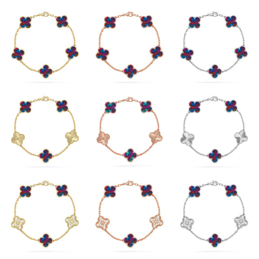 [Mystic]CLOVER 5 MOTIF COLOR GEMSTONES BRACELET COLLECTION