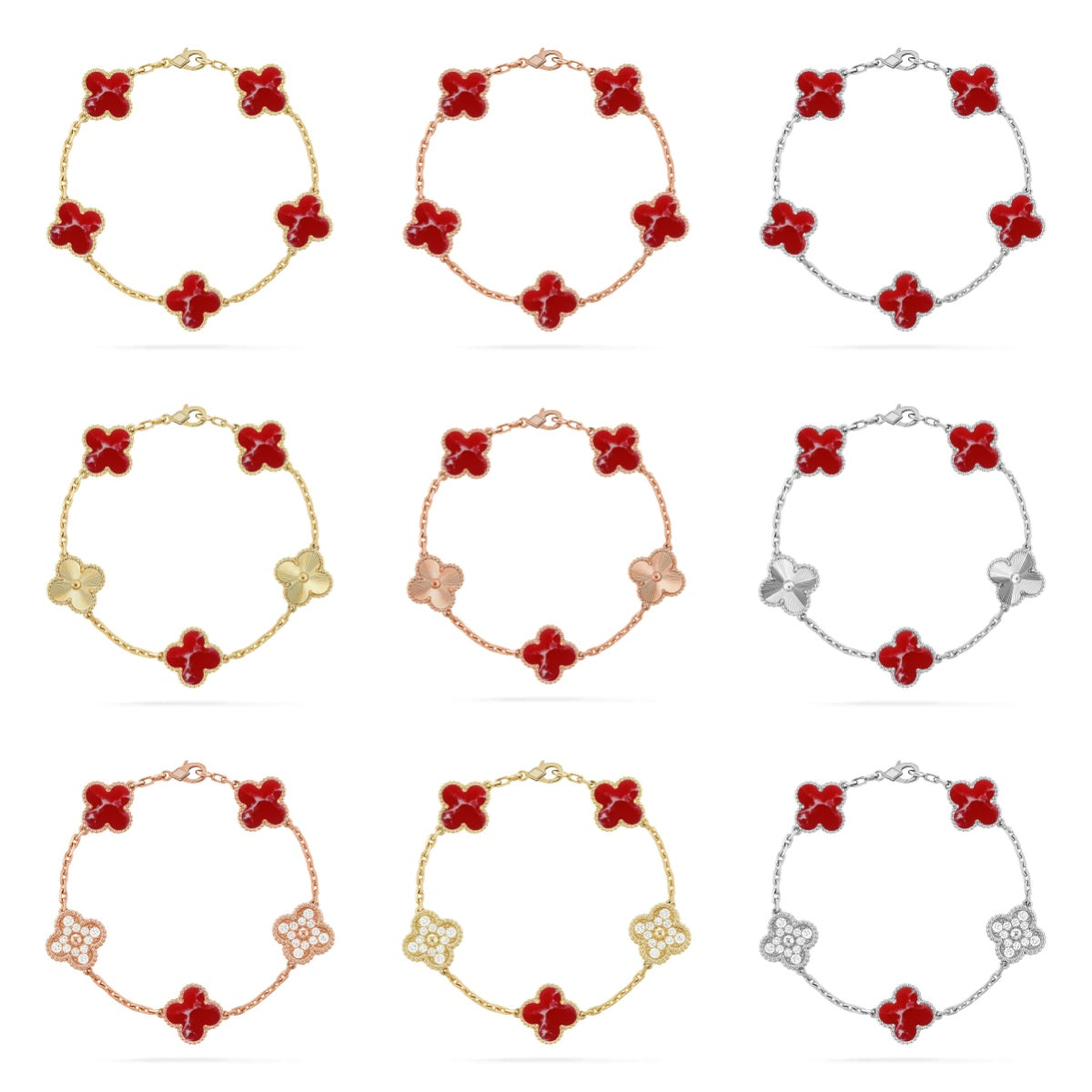 [Mystic]CLOVER 5 MOTIF RED PATTERN BRACELET COLLECTION