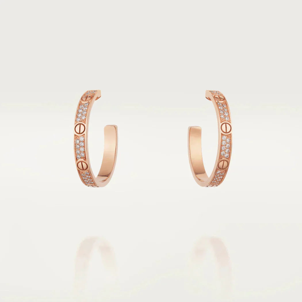 [Mystic]LOVE DIAMOND PINK GOLD HOOP EARRINGS