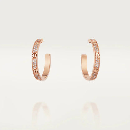 [Mystic]LOVE DIAMOND PINK GOLD HOOP EARRINGS