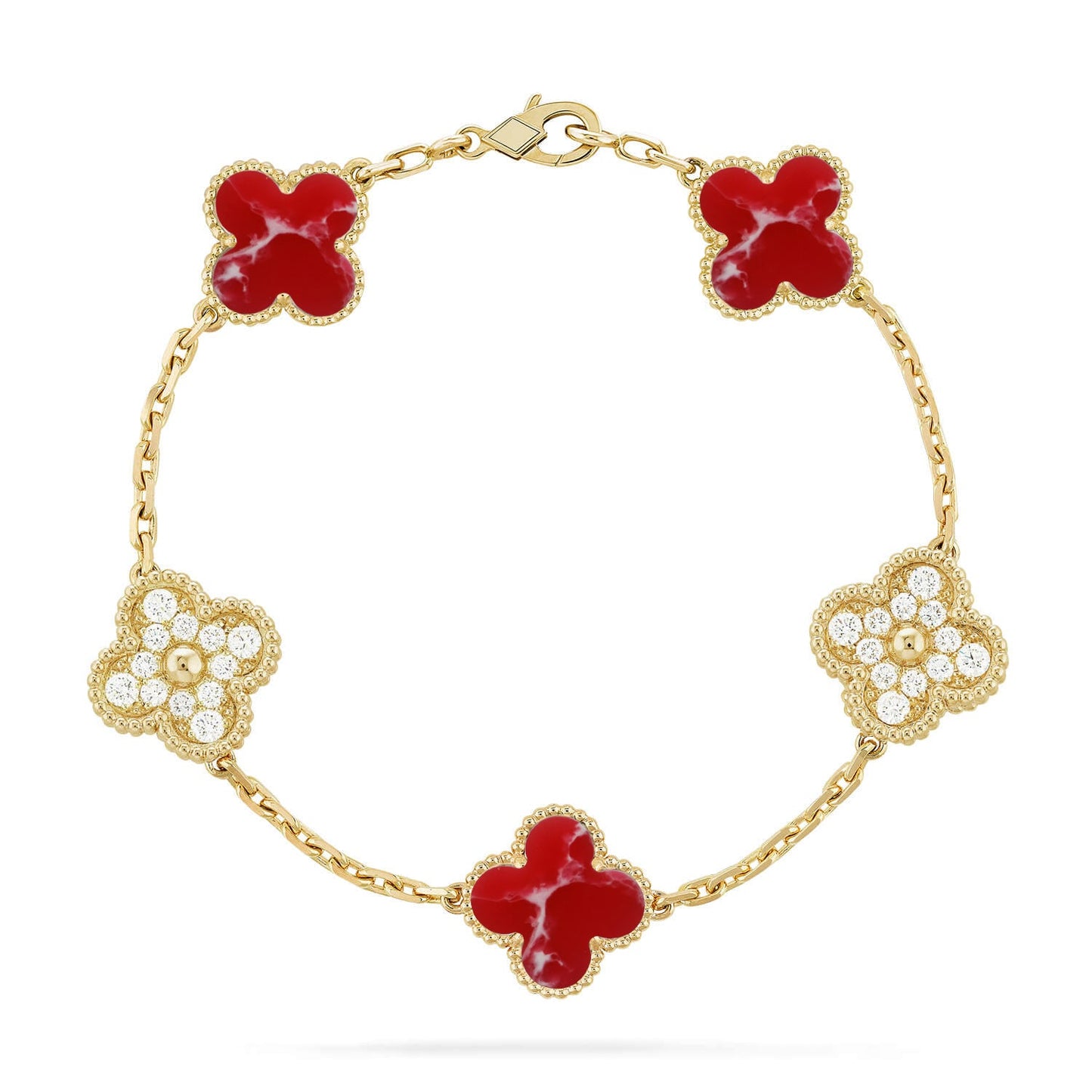 [Mystic-new]CLOVER 5 MOTIF RED PATTERN BRACELET COLLECTION