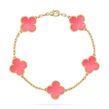 [ミスティック]クローバー5ピンクモップブレスレット