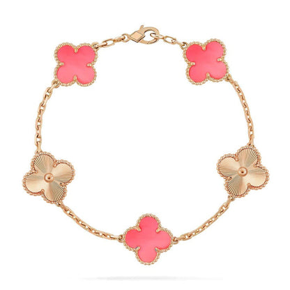 [Mystic]CLOVER BRACELET 5 MOTIF PINK AND PINK GOLD