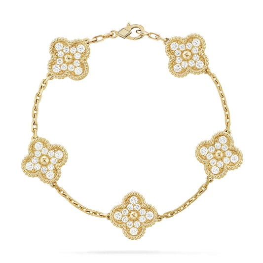 [Mystic]CLOVER 5 MOTIFS  FULL DIAMOND BRACELET