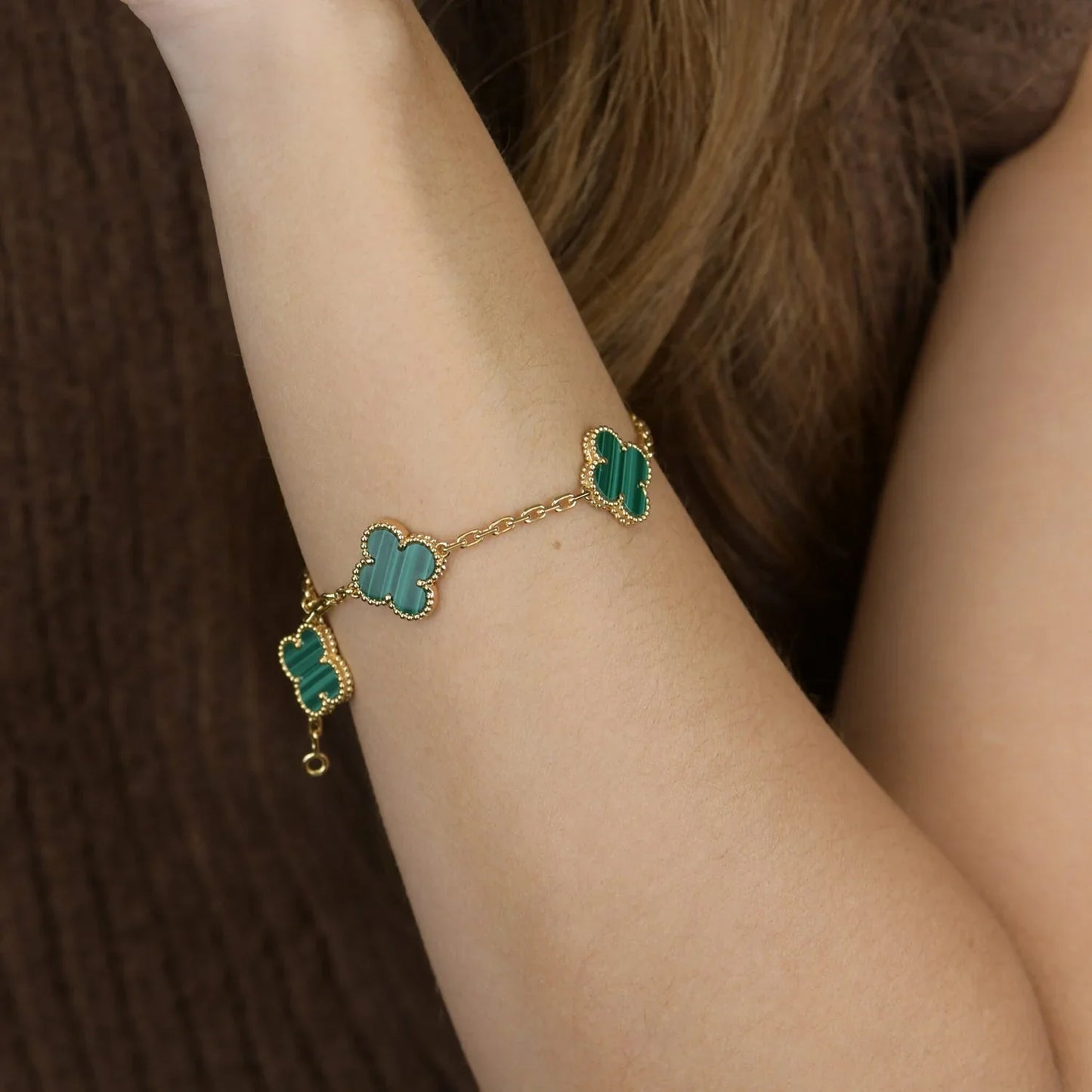 [Mystic-new] CLOVER 5 MOTIF MALACHITE BRACELET COLLECTION