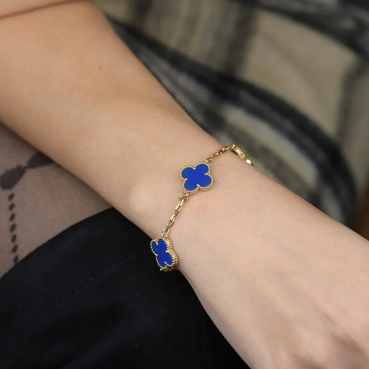 [Mystic-new] CLOVER 5 MOTIF BLUE AGATE BRACELET COLLECTION