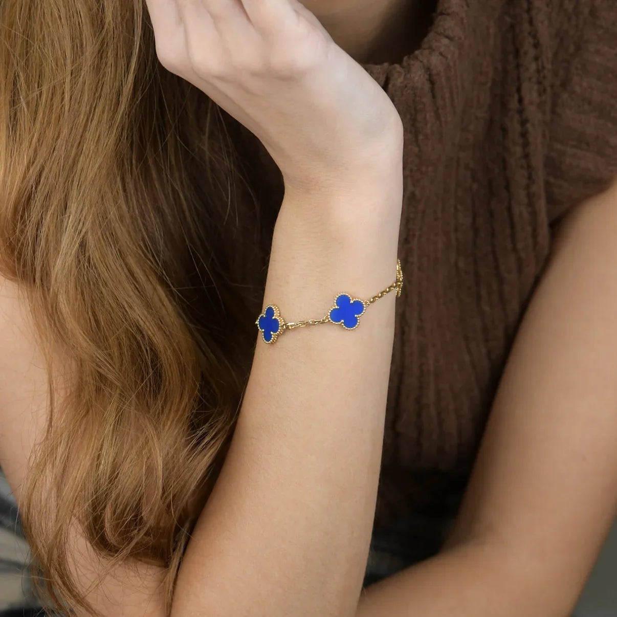 [Mystic-new] CLOVER 5 MOTIF BLUE AGATE BRACELET COLLECTION