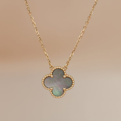 [Mystic]CLOVER 15MM  GRAY MOTHER OF PEARL NECKLACE