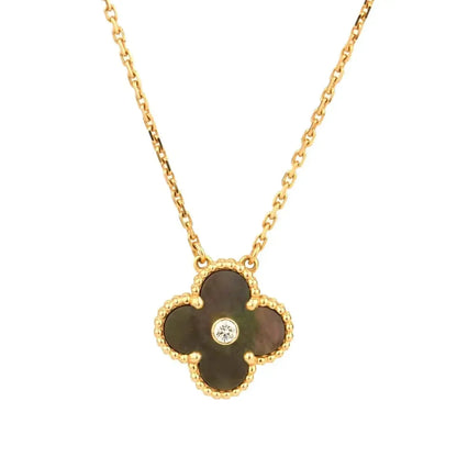 [Mystic]CLOVER 15MM DIAMOND AND MOTHER-OF-GREY NECKLACE