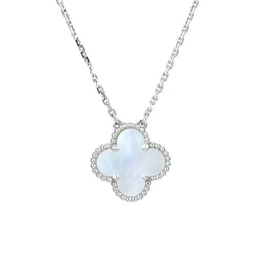 [Mystic]CLOVER  15MM WHITE MOTHER-OF-PEARL SILVER