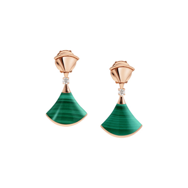 [Mystic]DREAM MALACHITE PINK GOLD EARRINGS