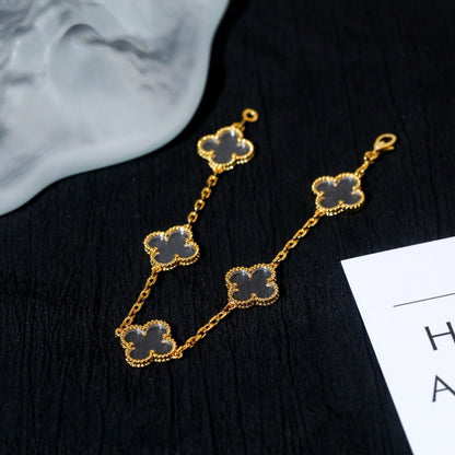 [Mystic-new]CLOVER 5 MOTIF ROCK CRYSTAL BRACELET