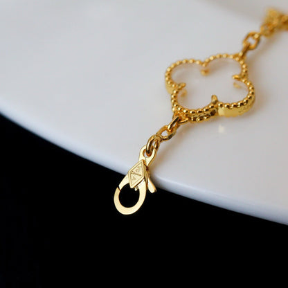 [Mystic-new]CLOVER 5 MOTIF ROCK CRYSTAL BRACELET