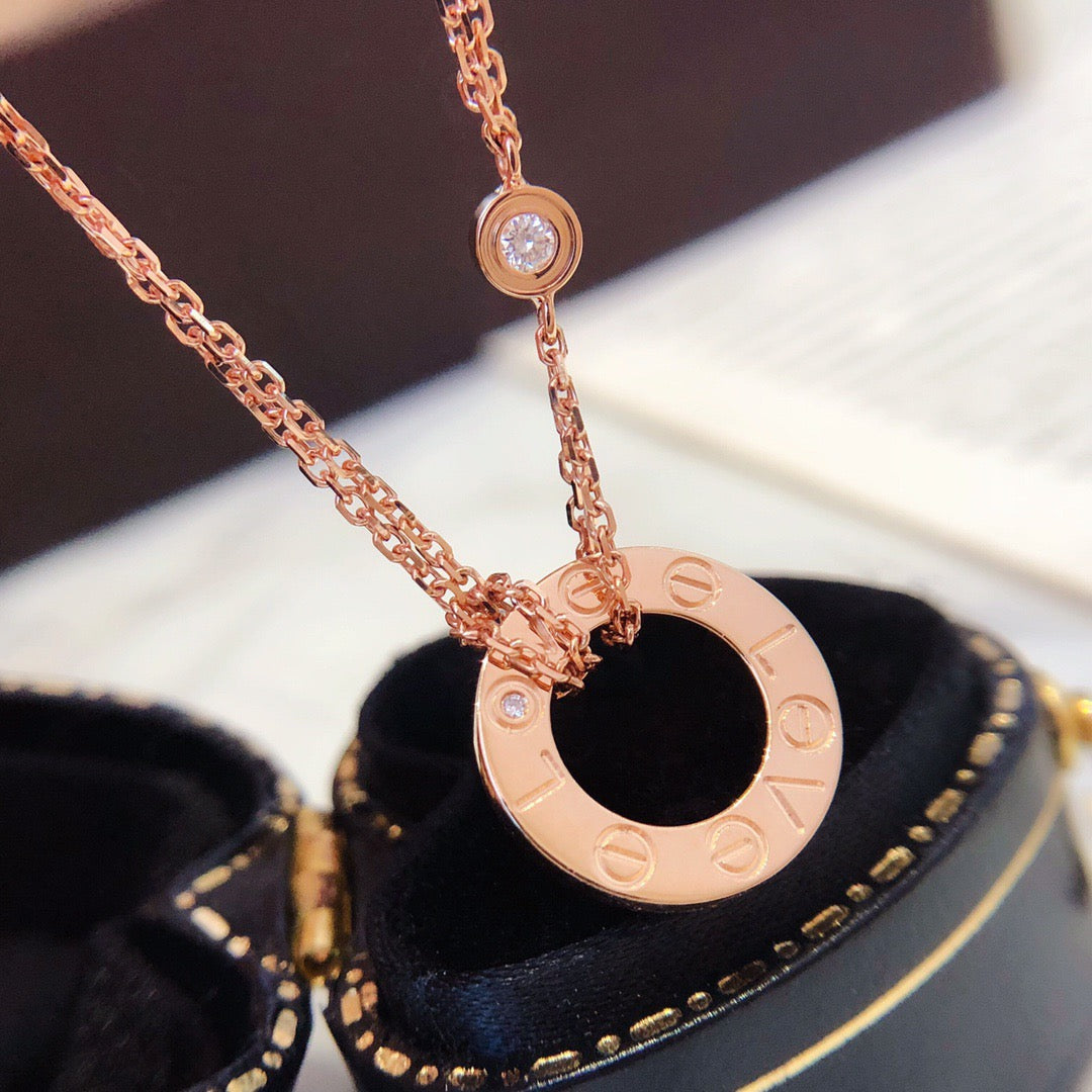 [Mystic]LOVE NECKLACE 16MM 2 DIAMONDS
