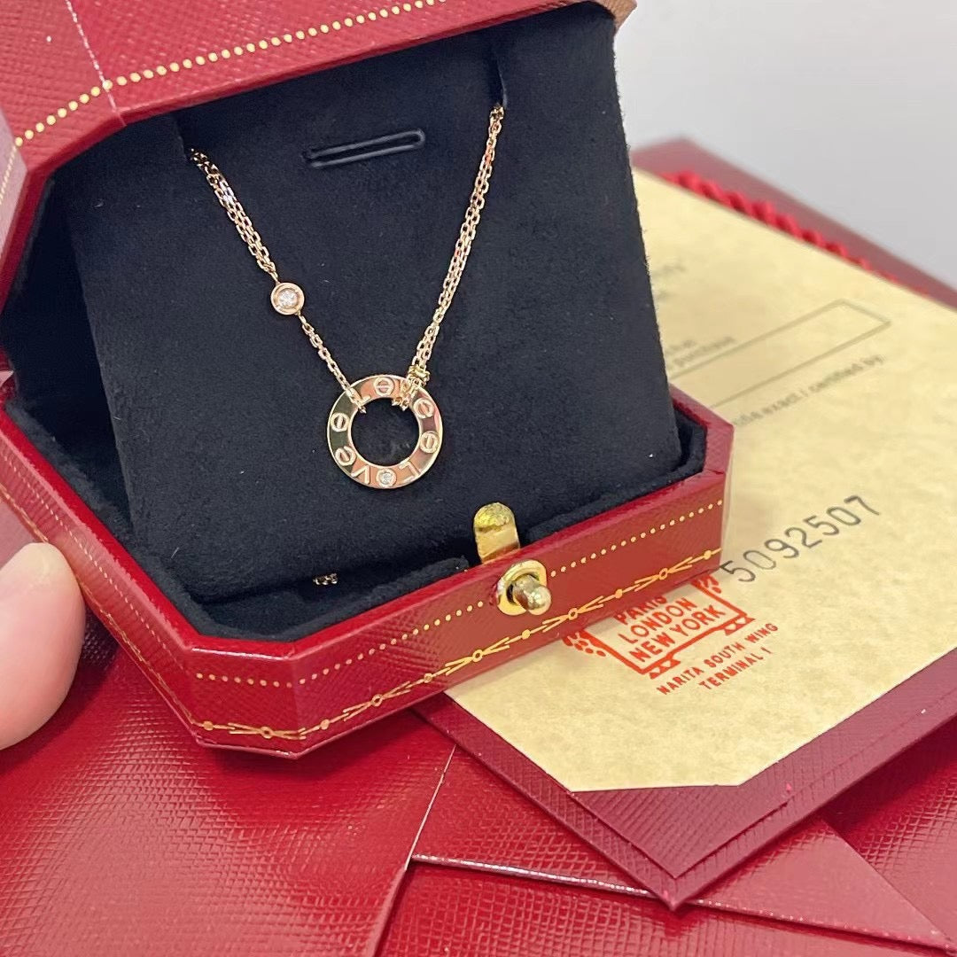 [Mystic]LOVE NECKLACE 16MM 2 DIAMONDS