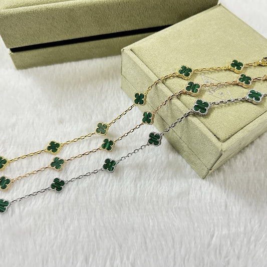 [Mystic]CLOVER 6 MOTIF MALACHITE BRACELET-w