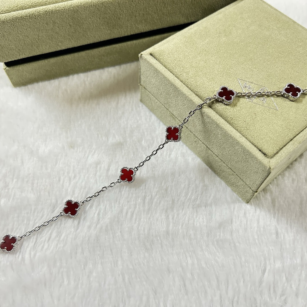 [Mystic]CLOVER 6 MOTIF RED AGATE BRACELET-w