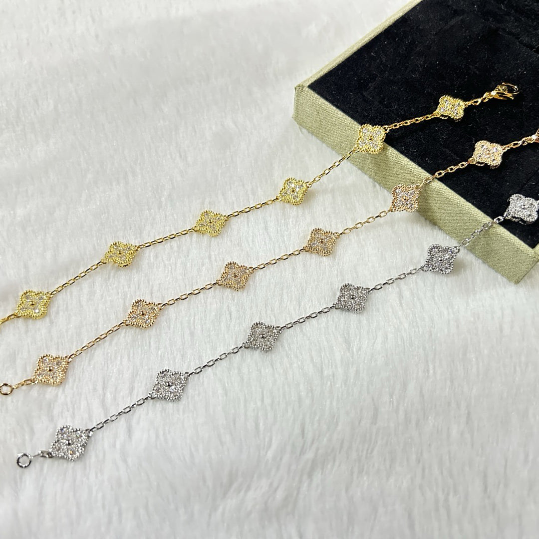 [Mystic]CLOVER 6 MOTIF DIAMOND BRACELET-w