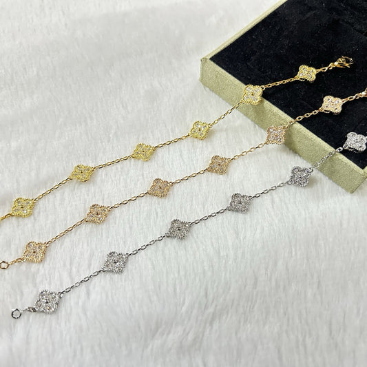 [Mystic]CLOVER 6 MOTIF DIAMOND BRACELET-w