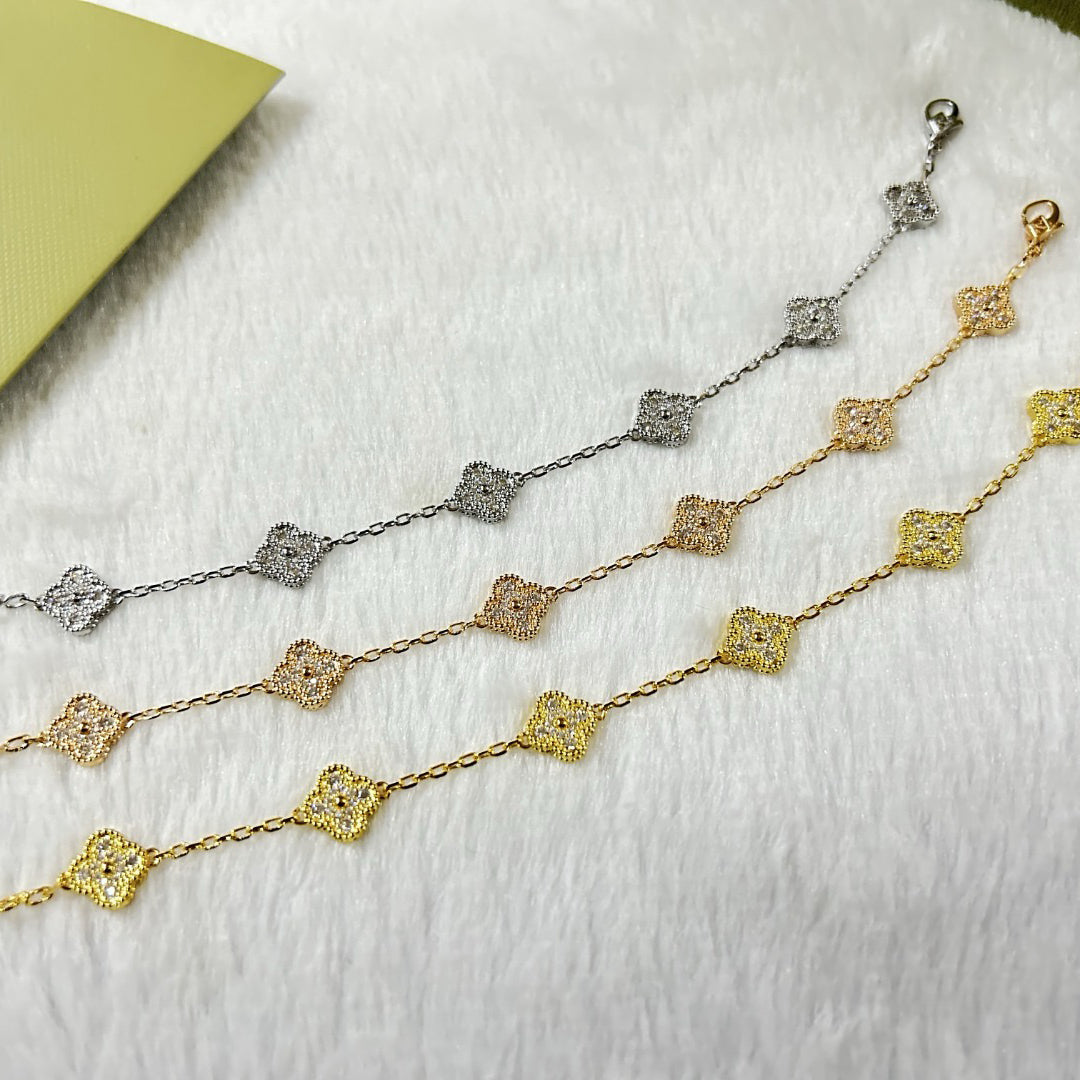 [Mystic]CLOVER 6 MOTIF DIAMOND BRACELET-w