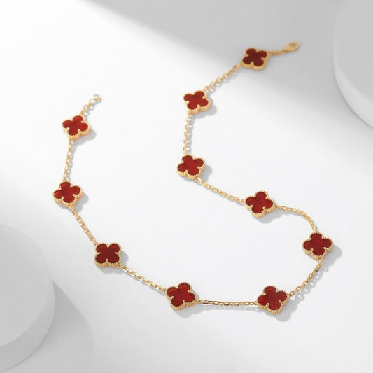 [Mystic]CLOVER 10 MOTIFS CARNELIAN NECKLACE