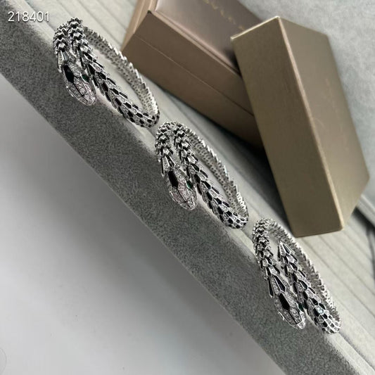 [Mystic】NEW OBSIDIAN & DIAMOND SERPENT BRACELET