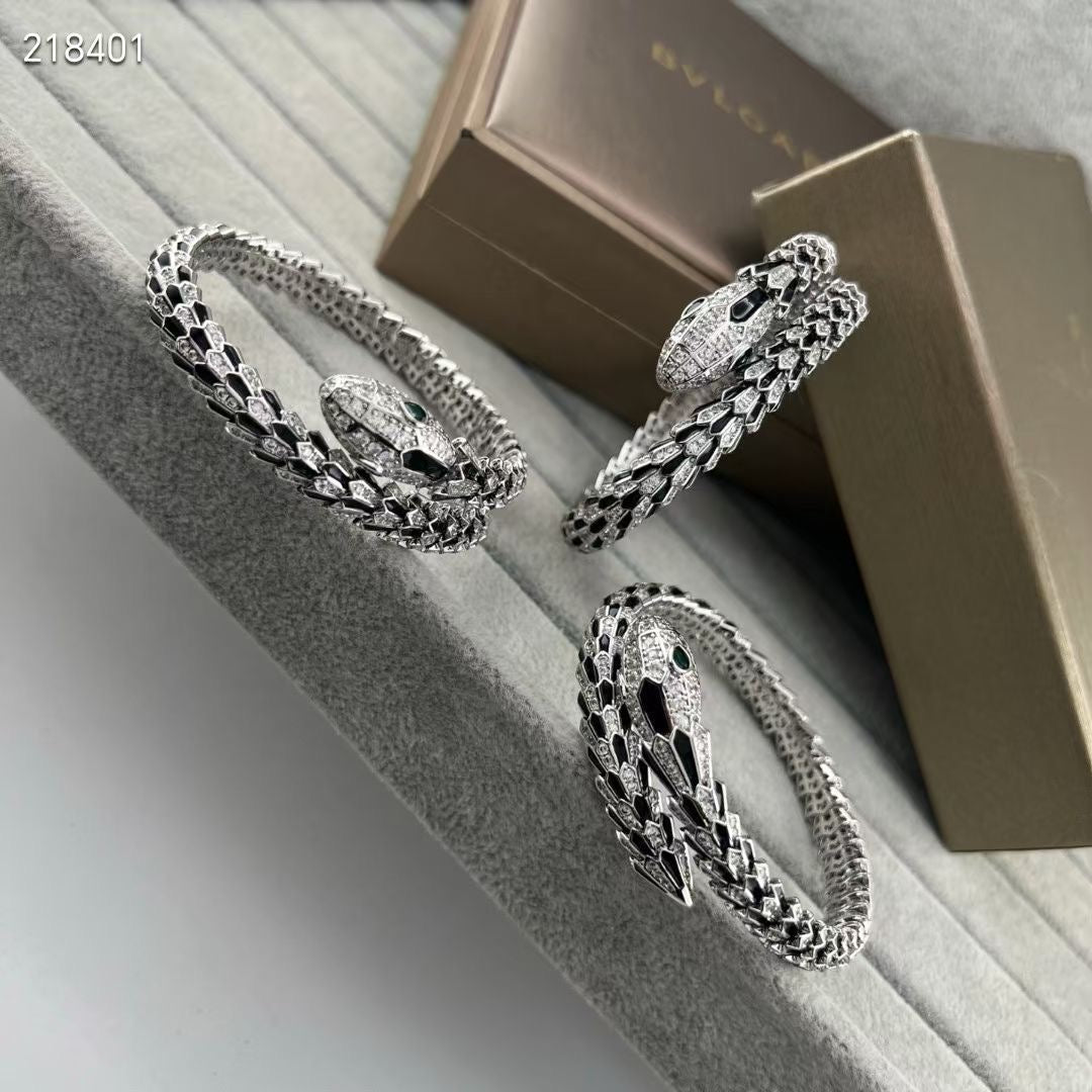 [Mystic】NEW OBSIDIAN & DIAMOND SERPENT BRACELET