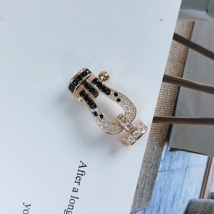 [Mystic]FORCE LARGE HORSESHOE BLACK WHITE DIAMOND BRACELET ROSE GOLD
