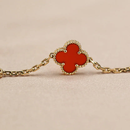 [Mystic-new] CLOVER 5 MOTIF RED CORNELIAN BRACELET COLLECTION