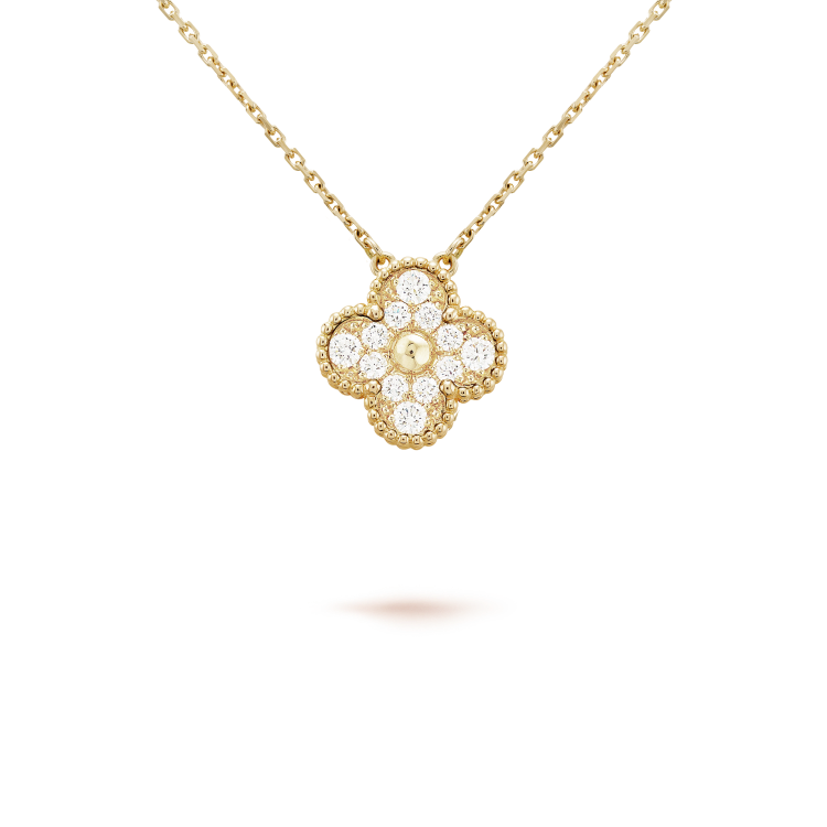 [Mystic]CLOVER 15MM DIAMOND SINGLE FLOWER NECKLACE