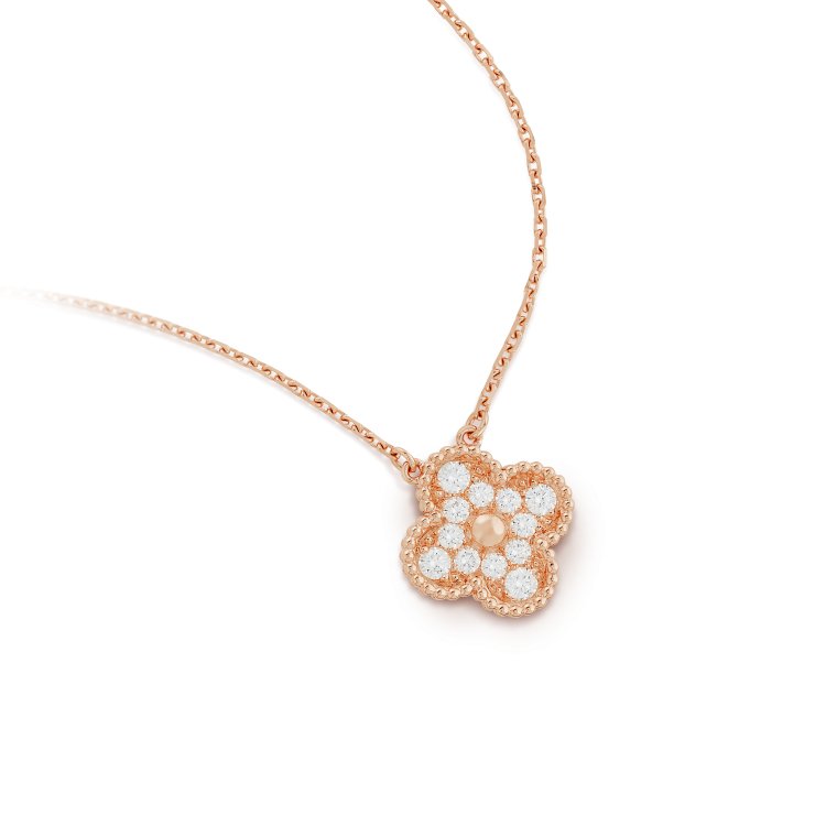 [Mystic]CLOVER 15MM DIAMOND SINGLE FLOWER NECKLACE
