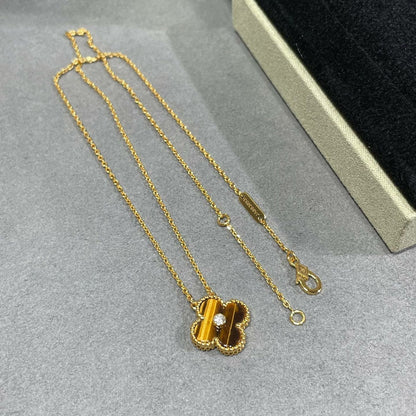 [Mystic]CLOVER 15MM DIAMOND AND YELLOW TIGER'S EYE AGATE necklace