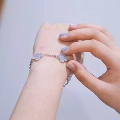 [Mystic-new] CLOVER 5 MOTIF PURPLE CHALCEDONY BRACELET COLLECTION