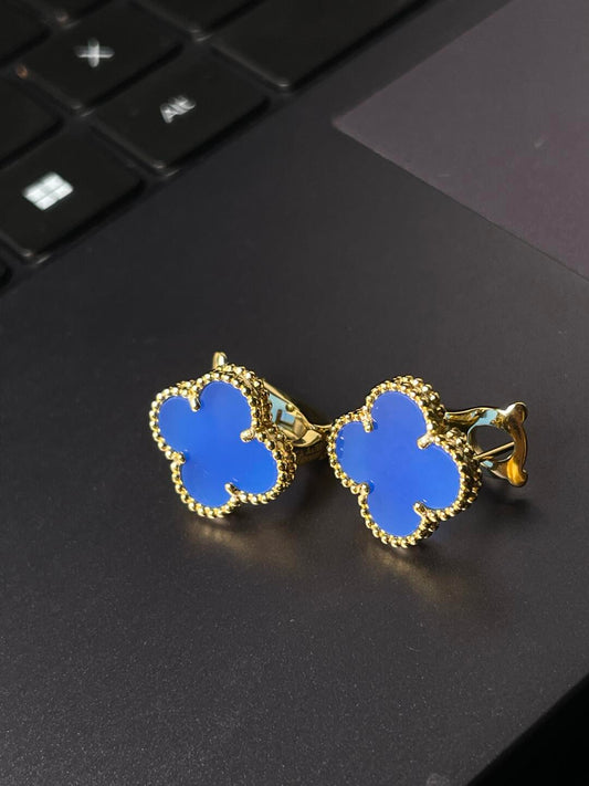 [Mystic] CLOVER LARGE (20mm) 1 MOTIFS BLUE MOP STUD EARRINGS