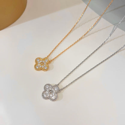 [Mystic]CLOVER 15MM DIAMOND SINGLE FLOWER NECKLACE
