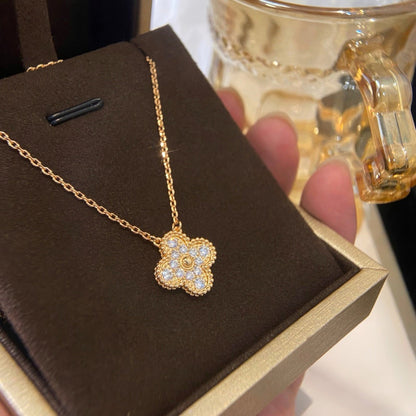 [Mystic]CLOVER 15MM DIAMOND SINGLE FLOWER NECKLACE