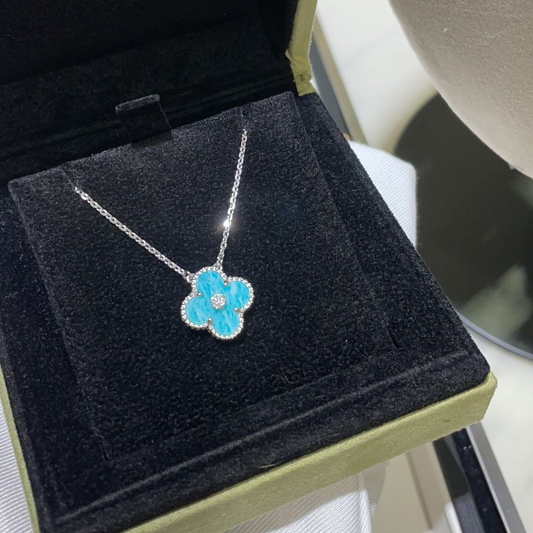 [Mystic]CLOVER 15MM DIAMOND SVRES PORCELAIN  NECKLACE SILVER