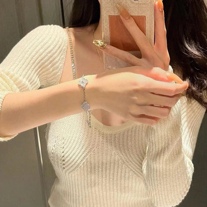 [Mystic-new] CLOVER 5 MOTIF PURPLE CHALCEDONY BRACELET COLLECTION