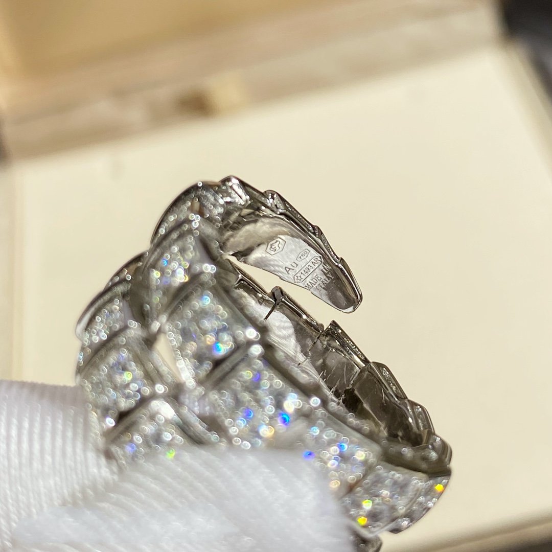 [Mystic]SERPENTI DOUBLE RING SILVER DIAMOND PAVED