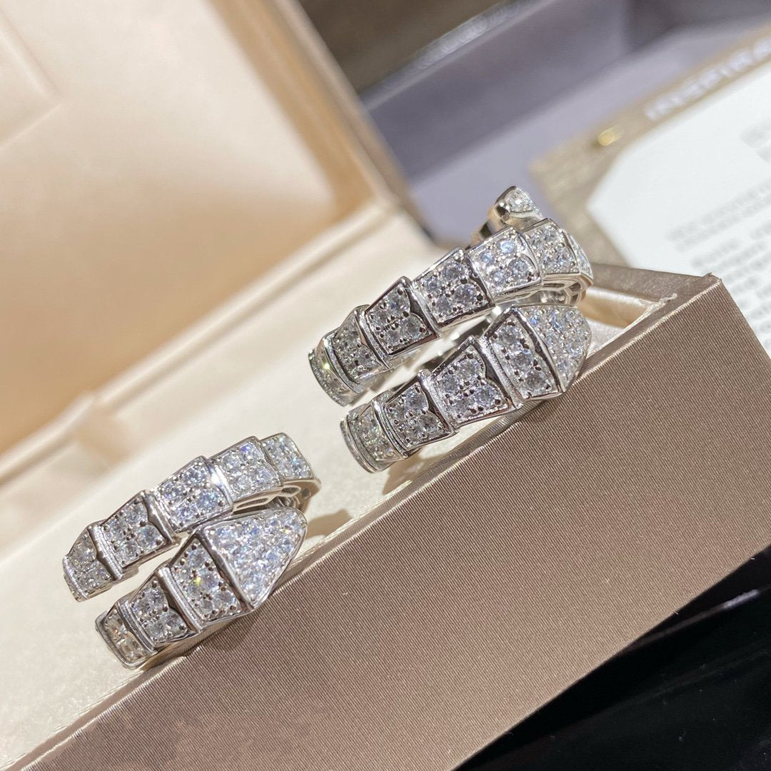 [Mystic]SERPENTI DOUBLE RING SILVER DIAMOND PAVED