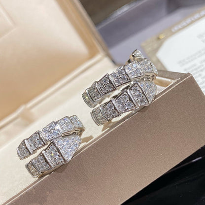 [Mystic]SERPENTI DOUBLE RING SILVER DIAMOND PAVED